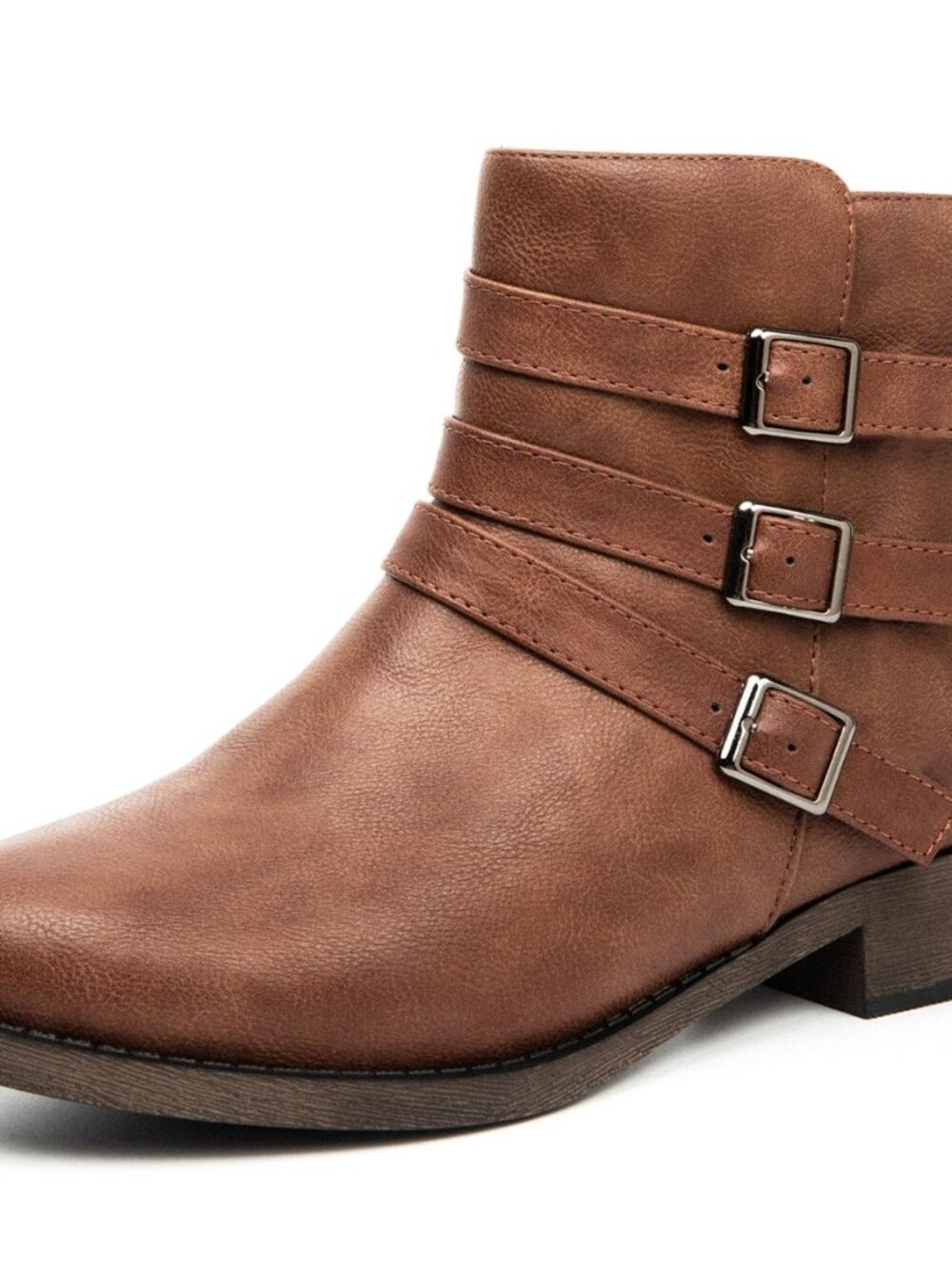 Women's Ankle Boots, Low Chunky Heel Zip Casual Booties